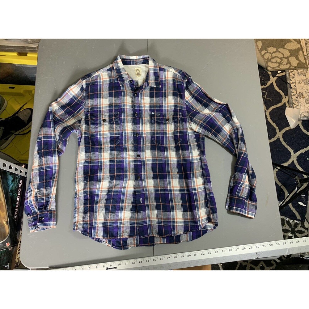 Hiroshi Kato Mens Long Sleeve Button Up Dress Shirt Large 100% Linen *Needs Sew